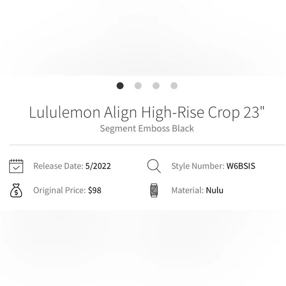 Align High-Rise Crop 23” Tight. Segment Emboss Black. NWOT!!